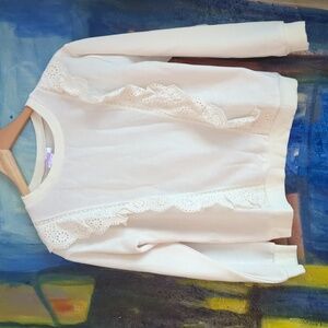 Evsie cream mixed fabric/lace light weight sweatshirt girls size 13/14